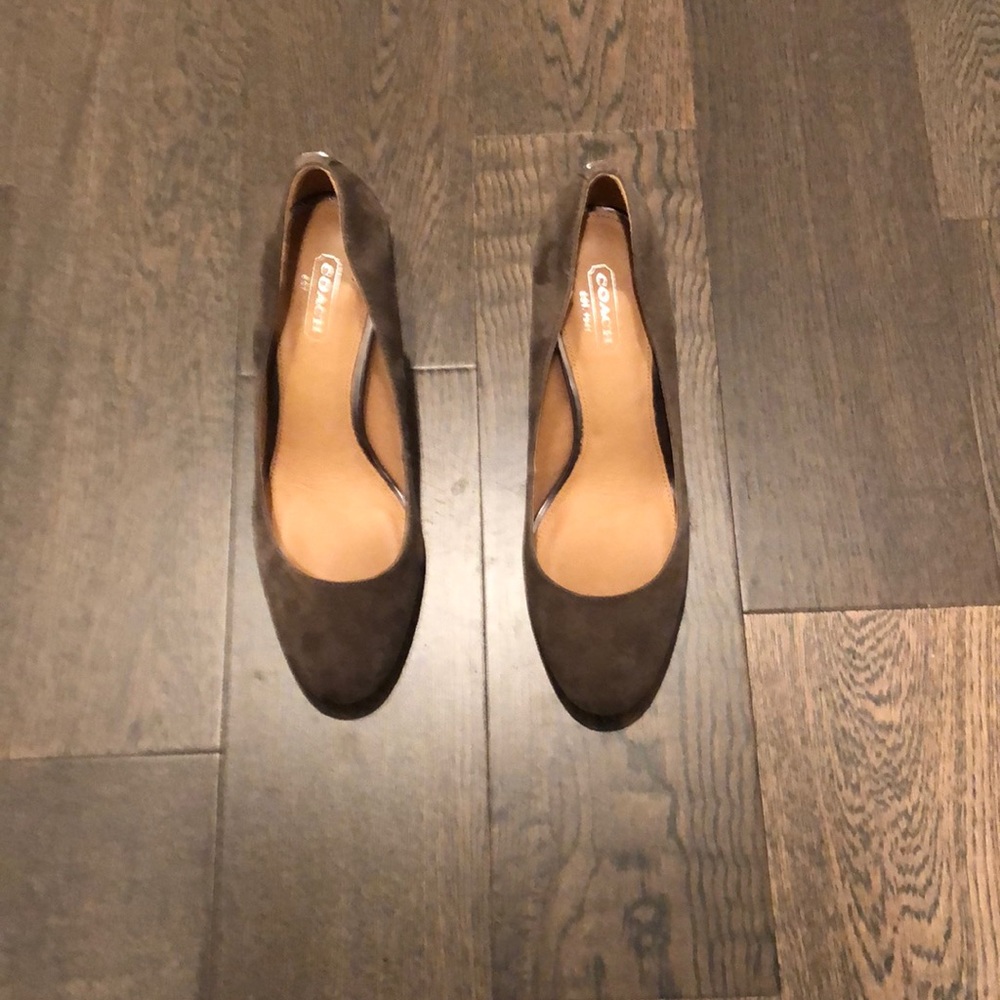 Coach Grey Suede Heels, Size 7, includes box